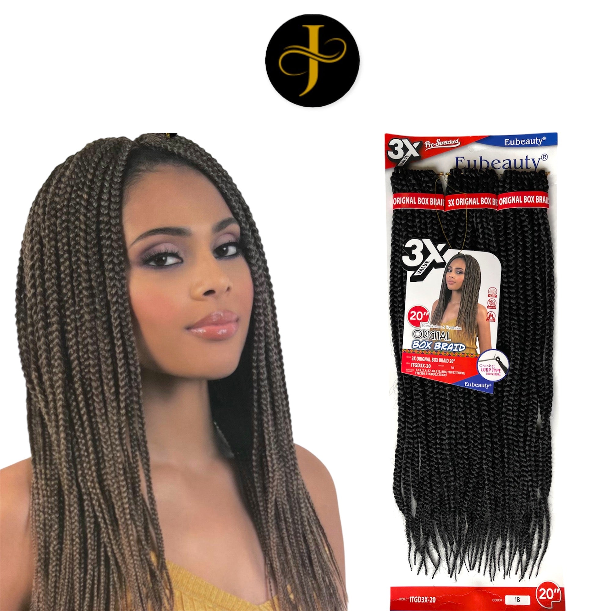 BOX BRAID Original Crochet 20″ 3X Value Pack