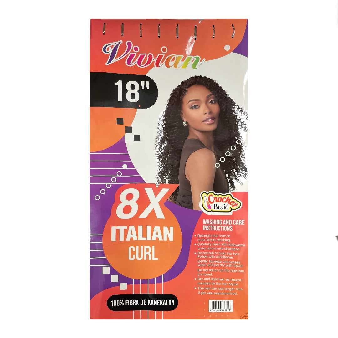 8X ITALIAN CURL Crochet Braid 18"