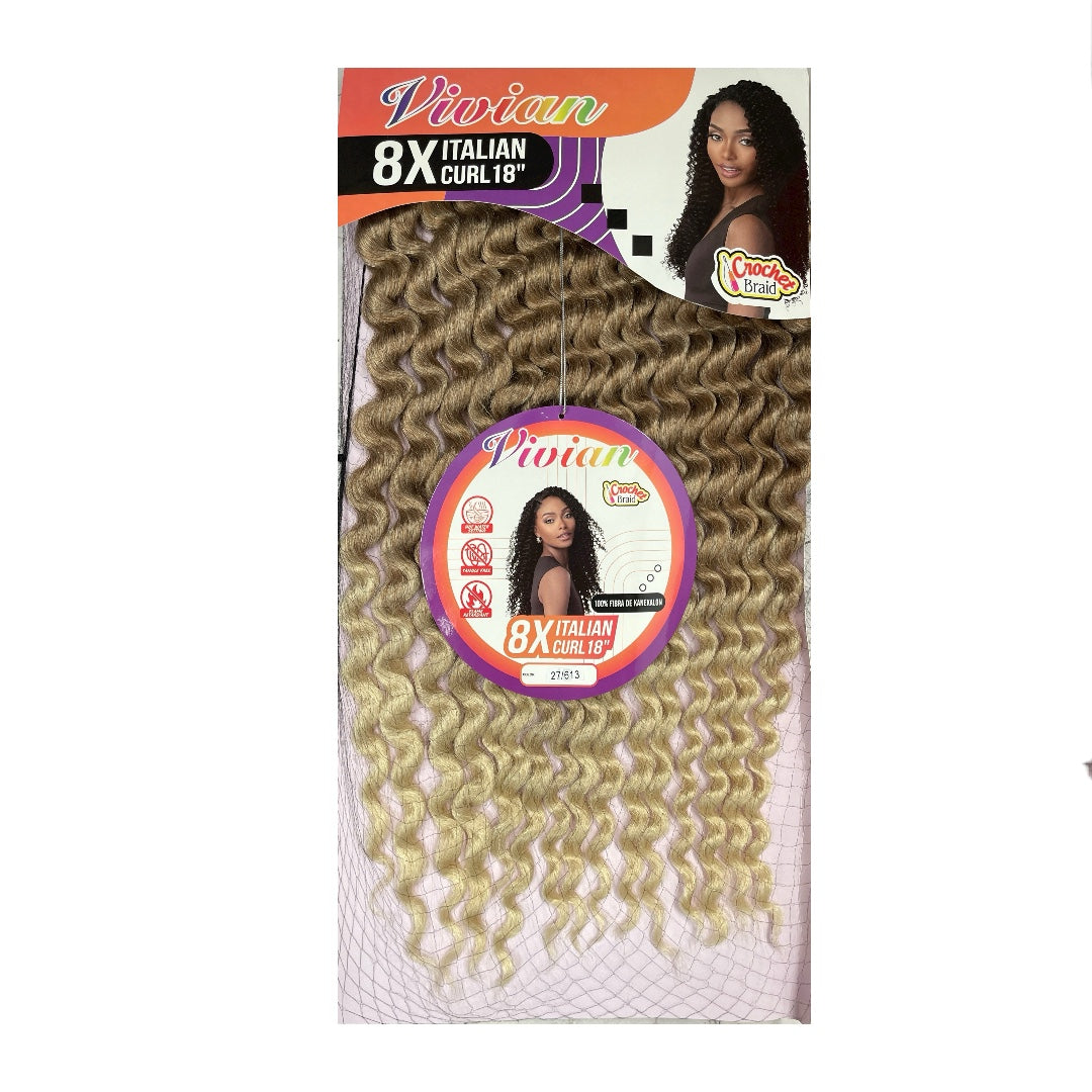 8X ITALIAN CURL Crochet Braid 18"