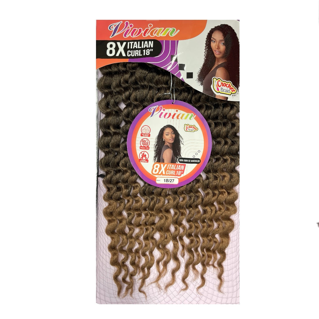 8X ITALIAN CURL Crochet Braid 18"