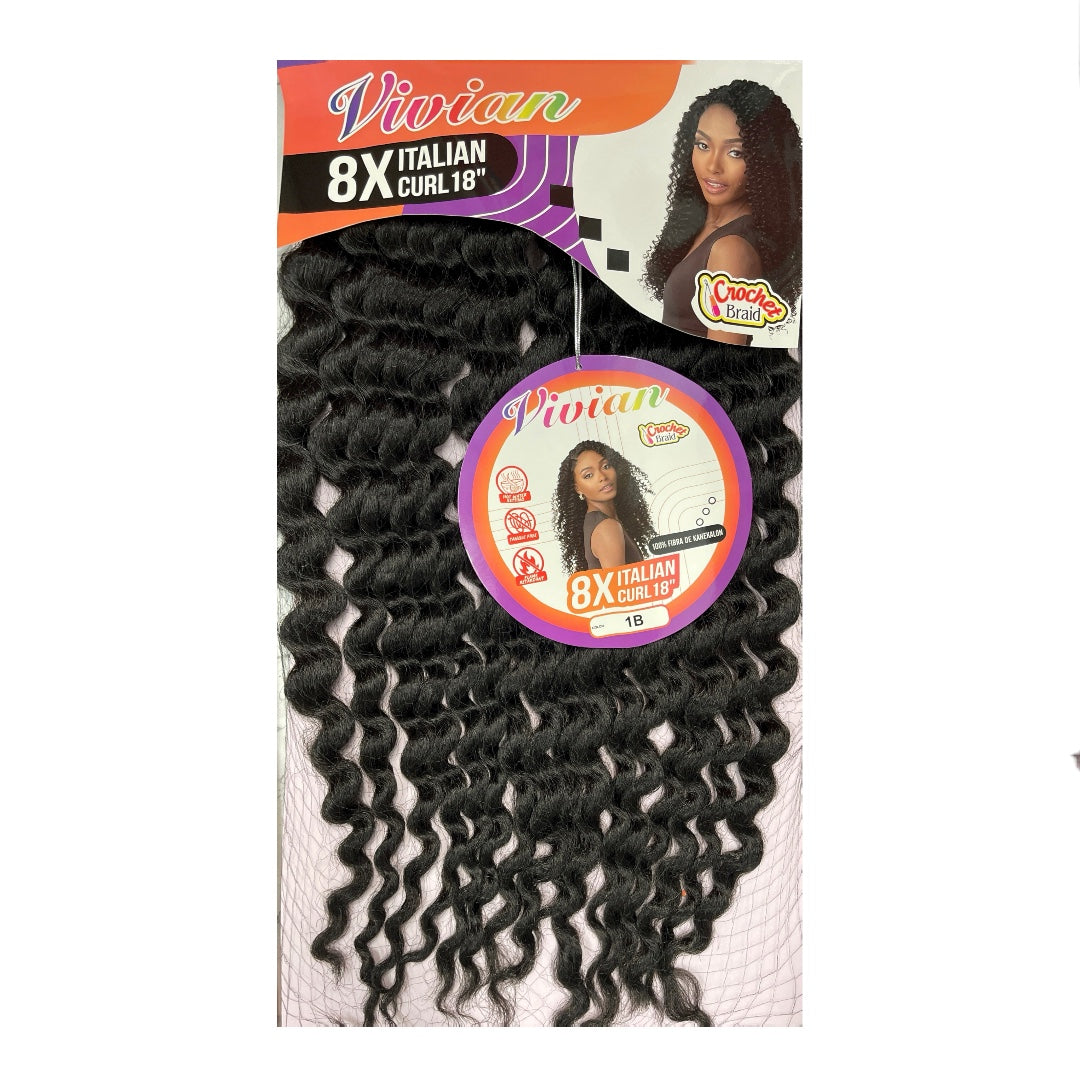 8X ITALIAN CURL Crochet Braid 18"