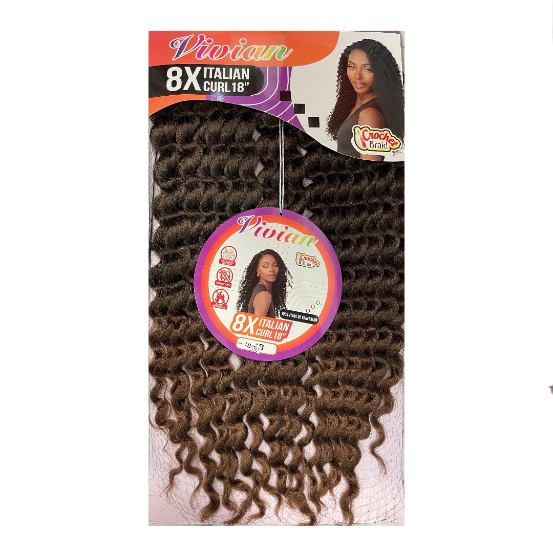 8X ITALIAN CURL Crochet Braid 18"