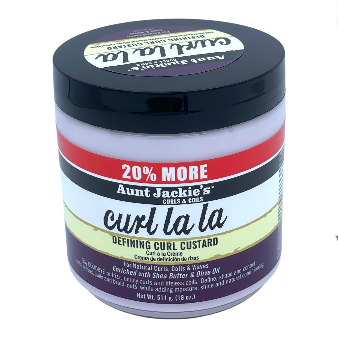 Aunt Jackie's curl la la Hair Styling Agent Curl Custard, - For Natural Hair Curls, Coils and Waves, Enriched with Shea Butter and Olive Oil