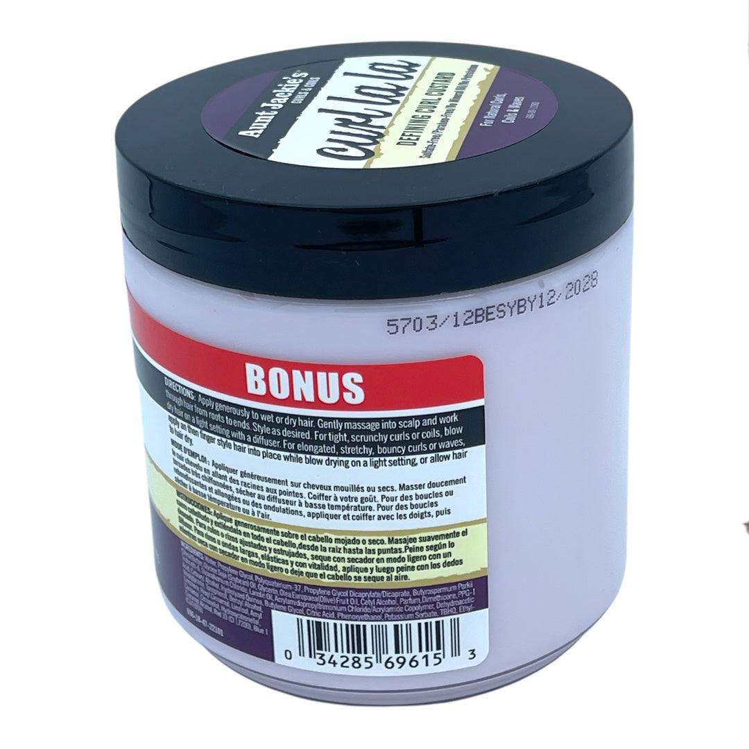 Aunt Jackie's curl la la Hair Styling Agent Curl Custard, - For Natural Hair Curls, Coils and Waves, Enriched with Shea Butter and Olive Oil