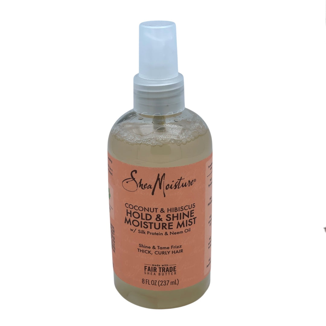 hea Moisture COCONUT & HIBISCUS HOLD & SHINE MOISTURE MIST Shine & Tame Frizz THICK, CURLY HAIR made with FAIR TRADE SHEA BUTTER 237 ml