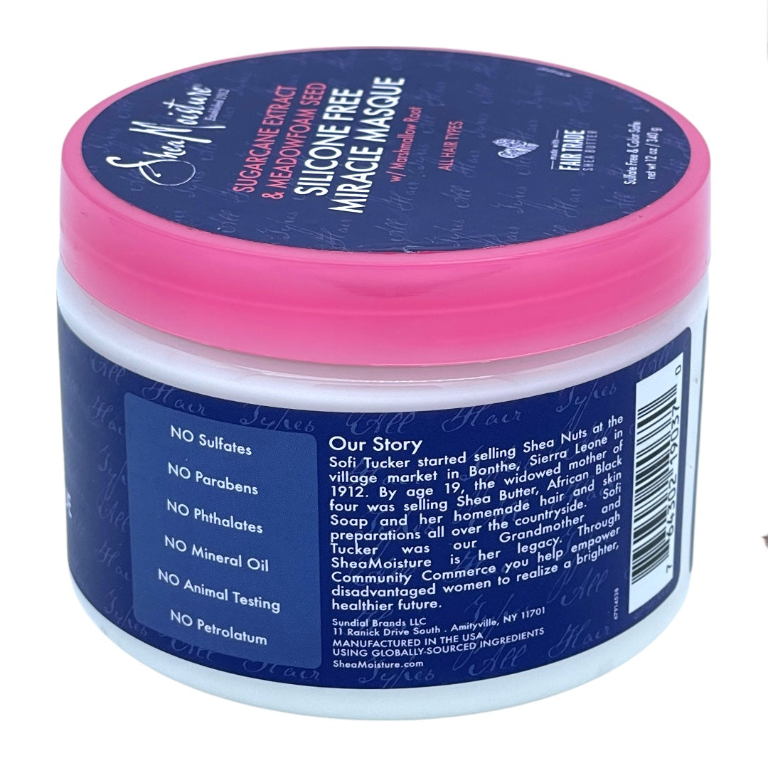 Shea Moisture SUGARCANE EXTRACT & MEADOWFOAM SEED SILICONE FREE Fyhce MIRACLE MASQUE 340ml